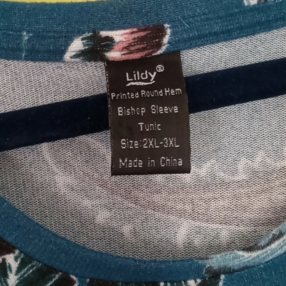 Floral Blue Women's Top 2XL - Picture 4 of 4